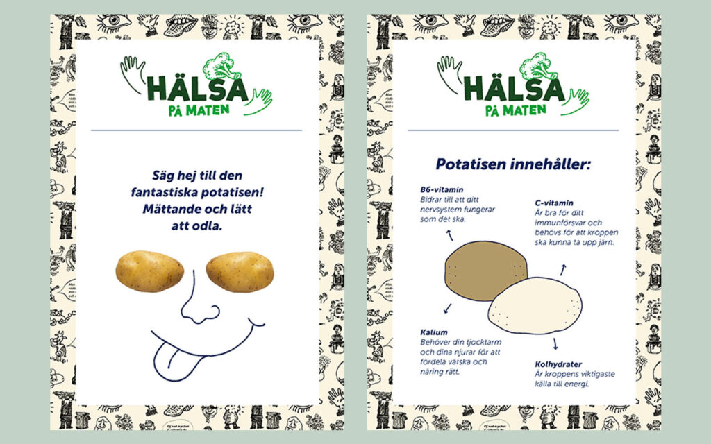 Exempel på skylt om potatis. Från konceptet "Hälsa på Maten".